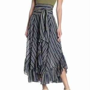 NWT‼️Free People Giselle Striped Handkerchief Maxi Skirt Size M smokey blue